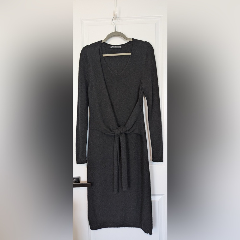 Peruvian Connection Royal Alpaca Faux-Wrap Dress Black Size XS